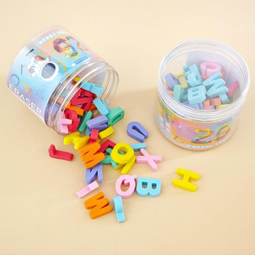 SHAKTISM Alphabet Erasers Set, 52Piece Colorful AZ Letter Erasers, Soft Mini ABC Puzzle Game Erasers for Letter Recognition, L