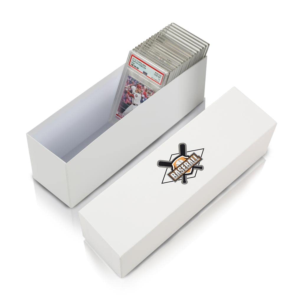 G-PLUS Graded Card Storage Box Holds 50-55 Graded Cards Holder Container (White)