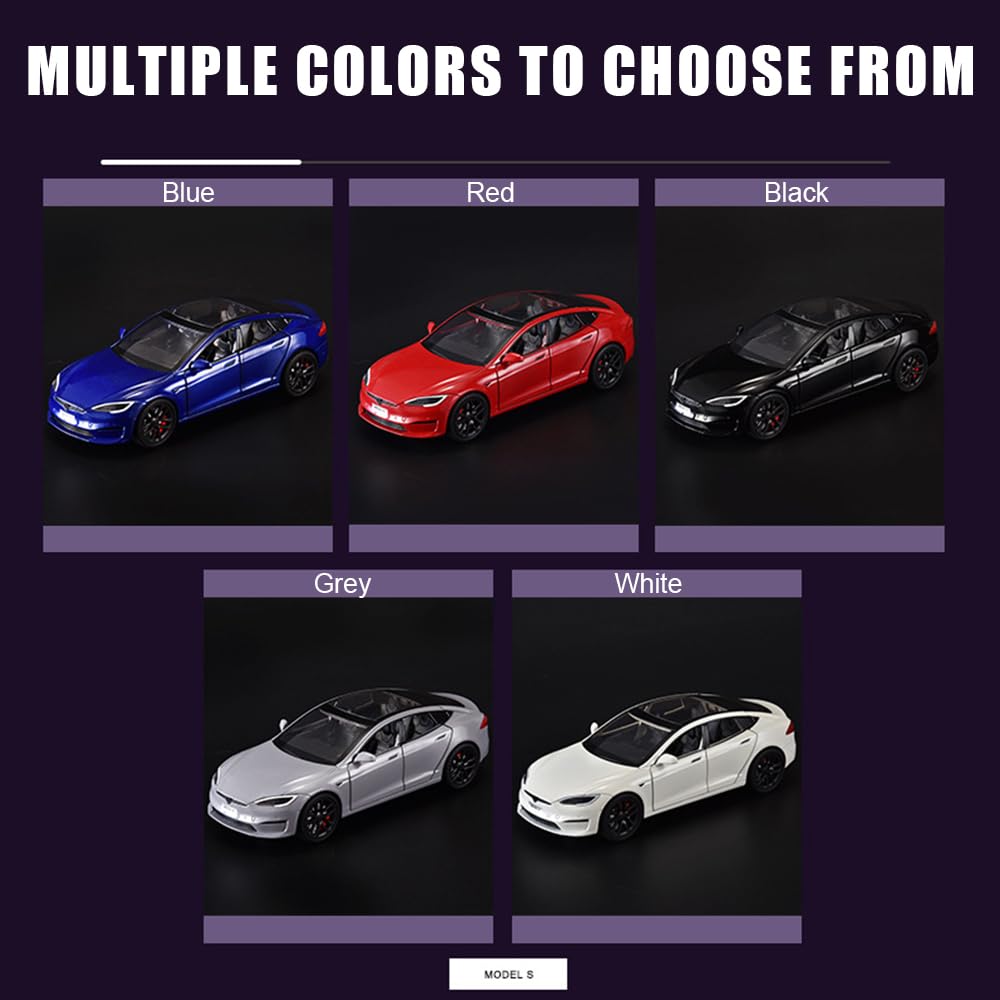1/24 Model S Toy Cars Alloy Diecast Model Car, Pull Back Model S Model Car with Light, Diecast Model S Car Model Toy Suitable fo