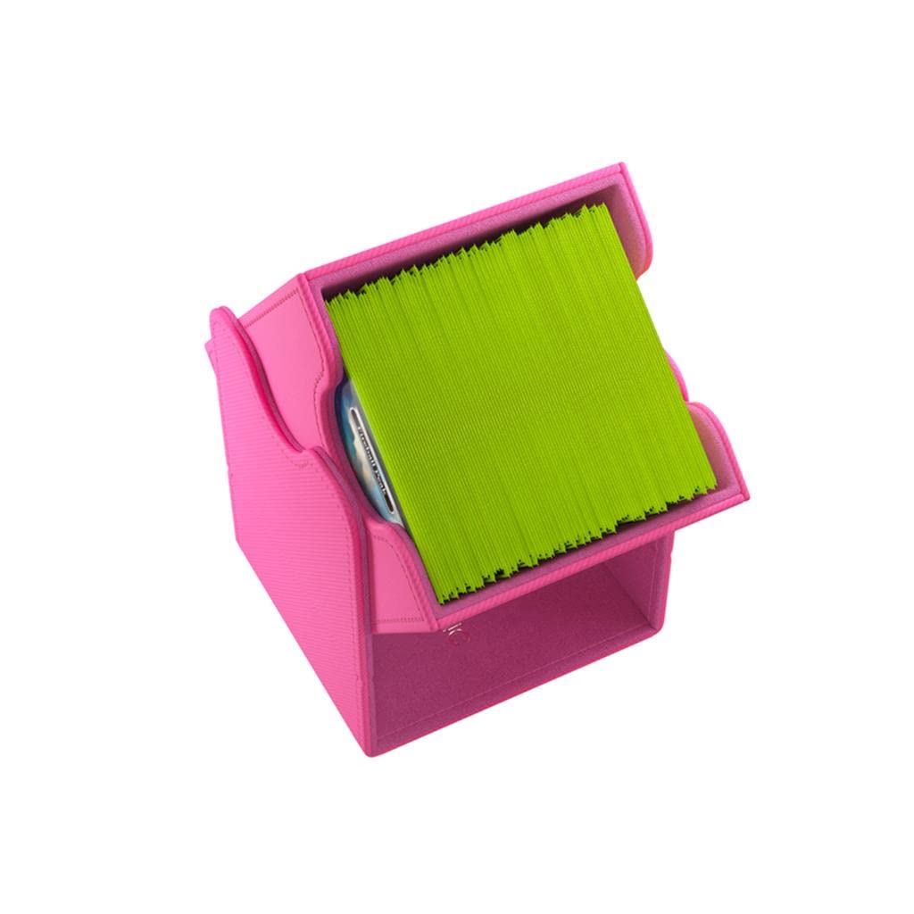 Gamegenic Squire 100+ Xl Convertible Deck Box | Card Storage Box With Removable Cover Clips | Holds 100 Double-Sleeved Cards In Extra Thick Inner Card Sleeves | Pink Color | Made (Ggs20103Ml)
