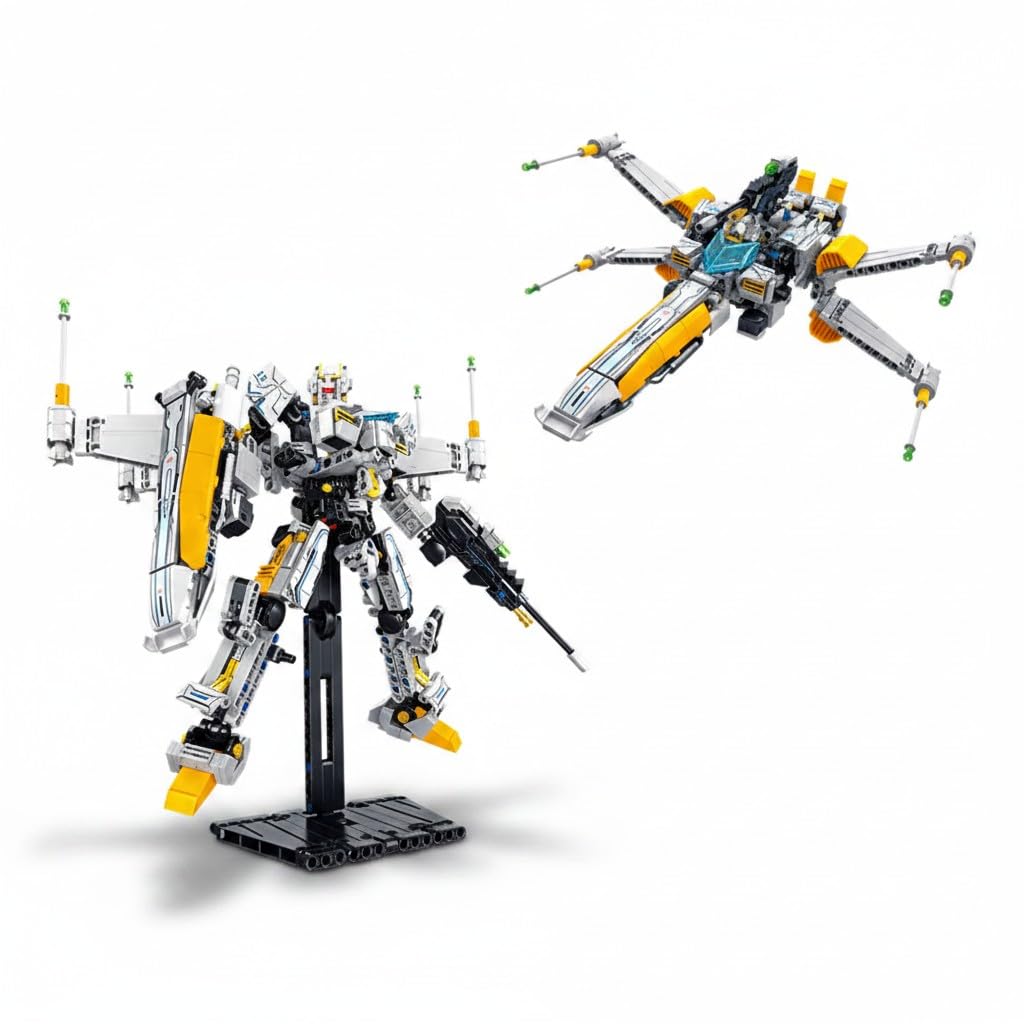 Sky Line Ocean Fx1 Star Fleet Robot Spaceship Building Block Set, 704+ Pcs Transforming Space Robot & SciFi Spacecraft Model K