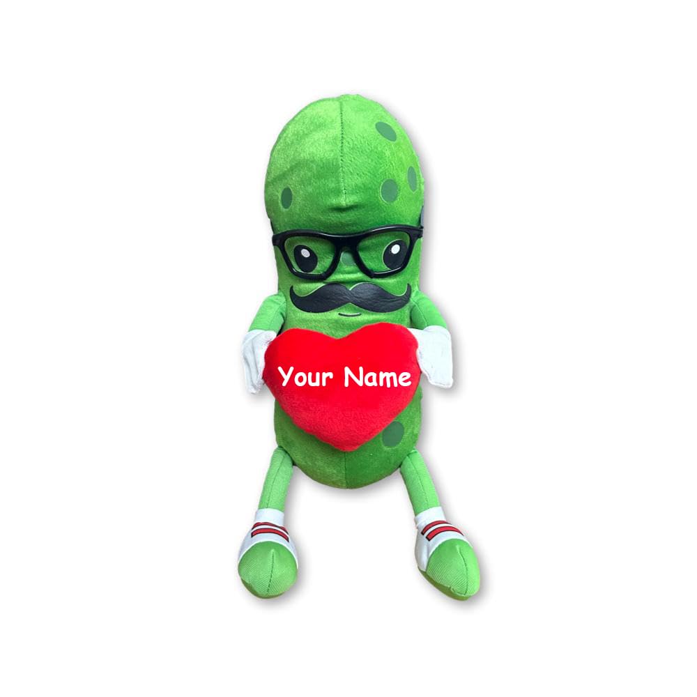 The Trendy Turtle Personalized Mr. Pickle With Love Heart Valentines Day Or Special Occasion Plush Toy - 12 Inches