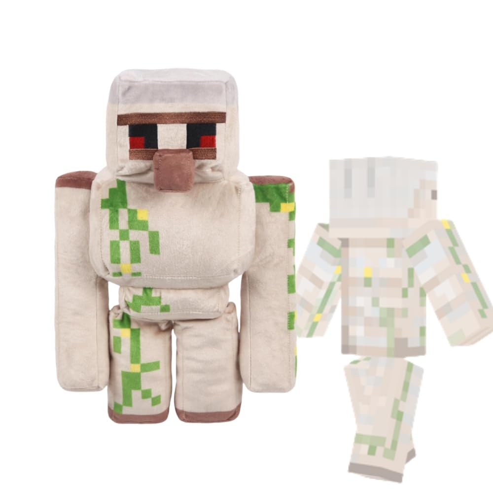 Pixel-Style Plushies Game Basic Stuffed Animal Mineworld Character Soft Toy  Video Game-Inspired Collectible Plushies (Iron Golem)