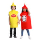 Dsplay Kids Mustard Ketchup Costume Halloween Party (10-12 Years, Yellow)