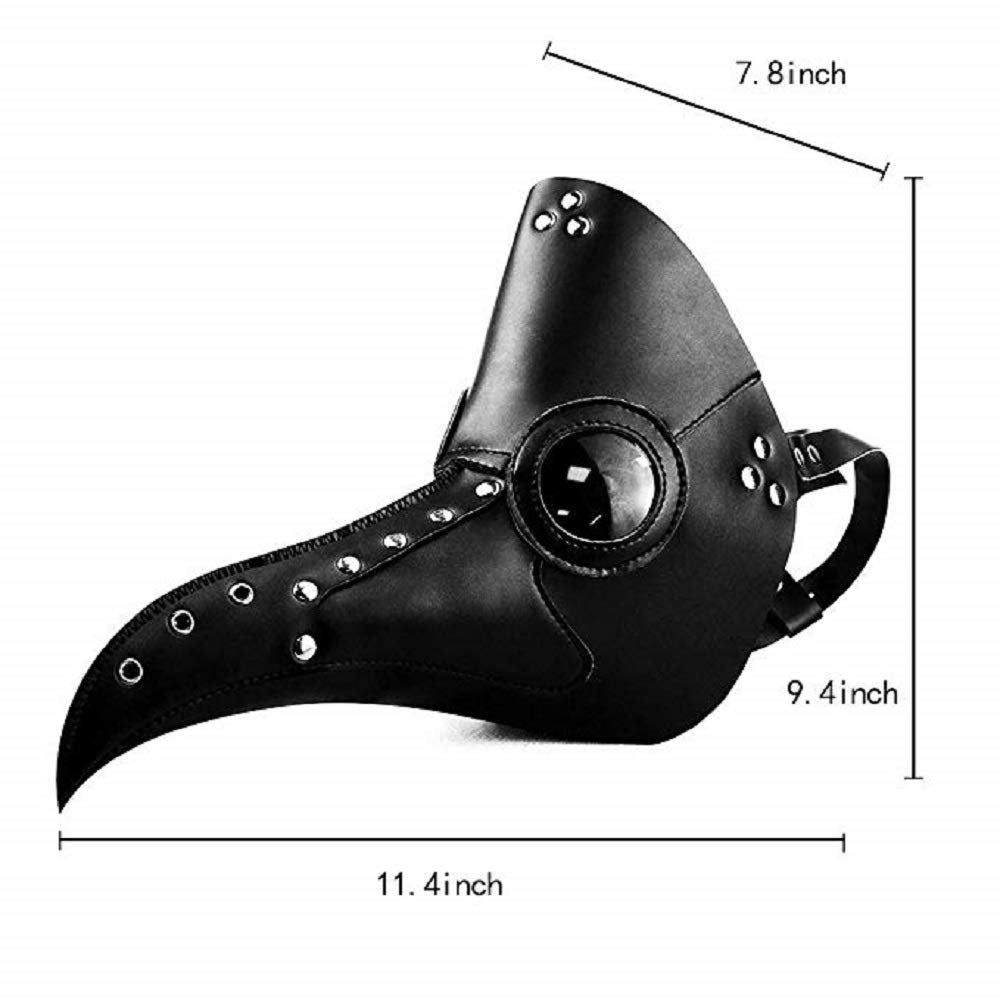 duduta Leather Plague Doctor Mask Black Death Bird Mask Halloween Scary Plague Dr Costume Party Mask