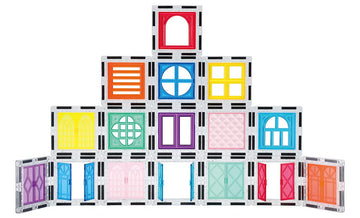 PicassoTiles 40pcs Magnetic Tile Clip-in Window and Door Expansion Set, Magnetic Block Add-ons, Magnet Building Construction Toy