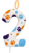 ElekFX Blue Dog Paw Themed Birthday Candles, Number 2 Blue Dog Birthday Party Supplies, 2.76 inch Cake Topper Decorations, Birth