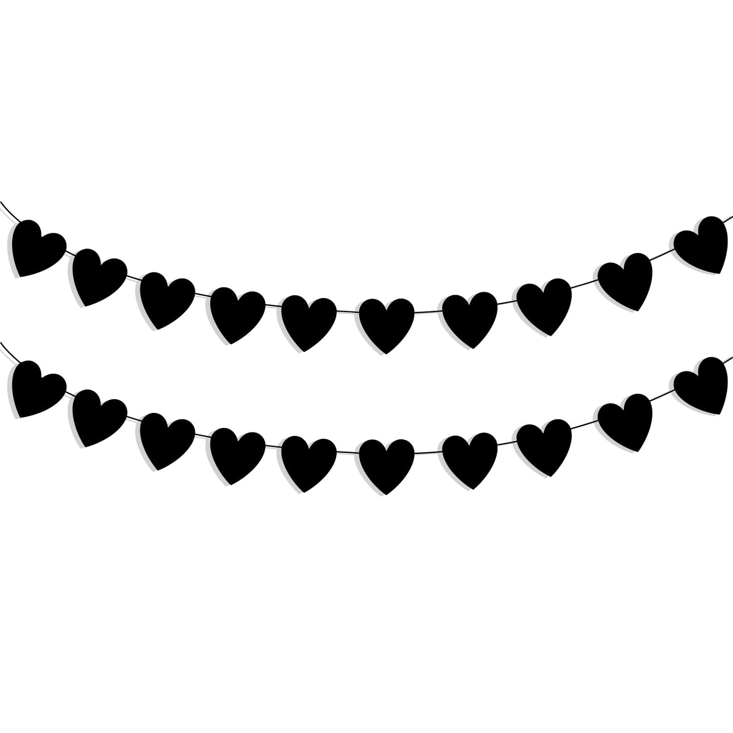 IGJUR 2 Pack Black Heart Garland Banner Goth Garland Gothic Garland Valentines Banner for Emo Party Black Valentines Day Decor G