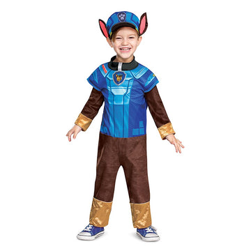 Chase Costume Hat And Jumpsuit For Boys, Paw Patrol Movie Character Outfit With Badge, Classic Toddler Size Large (4-6) Multicolored