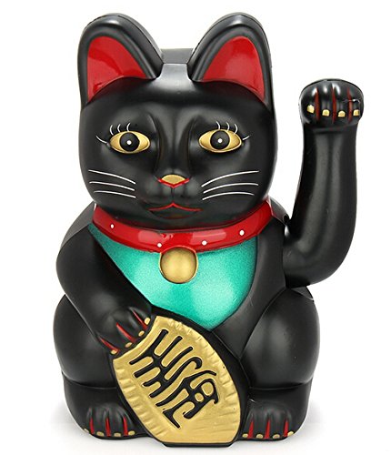 Eigramset Monkey King Feng Shui Lucky Cats Lucky Beckoning Waving Wealth Cat Maneki Neko 6' Tall Black,Gold,Mk9904