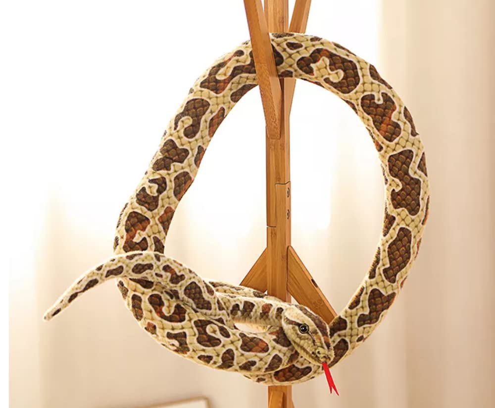 Xshelley 120" Extra Long Brown Snake Plush Toy, Soft Stuffed Animal, 100% Polyester, Model Xshelley -20221108A
