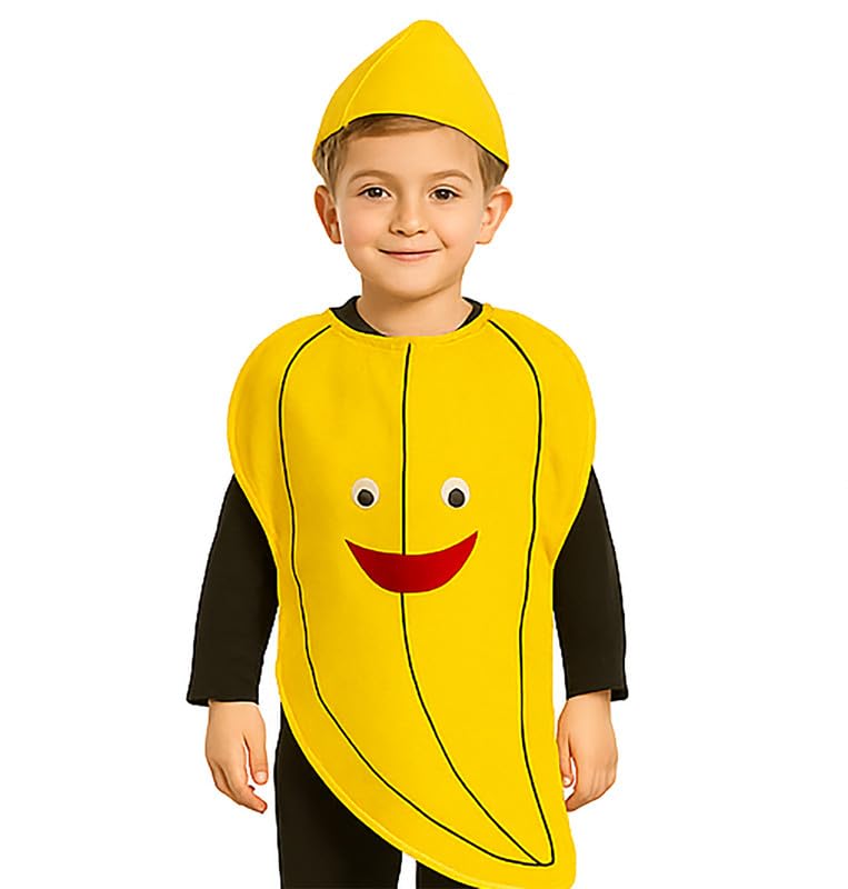 Fancydresswale Banana Fancy Dress Costume For Kids | Free Size 2-10 Years | School Events, Dance Programs, Theme Parties
