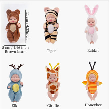 TISDEN 4 Inch Mini Baby Dolls 6pcs Set Realistic Baby Dolls Toys with Cute Handmade Doll Clothes for Suitability Kids 3 and up (Cute)