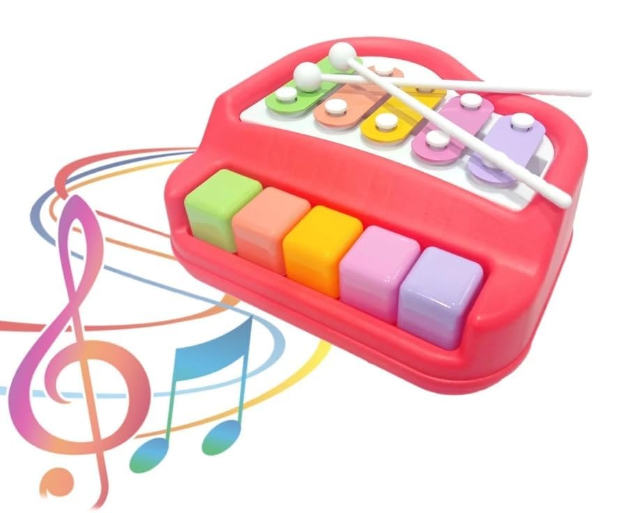 2 In 1 Multicolor In Clear & Crisp Tones|Piano & Xylophone .Nontoxic,NonBattery,Educational Musical Instruments Toyset For Kids
