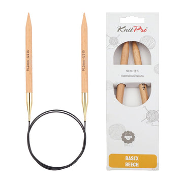 KNITPRO 80 cm x 10 mm Basix Fixed Circular Needles, Birch
