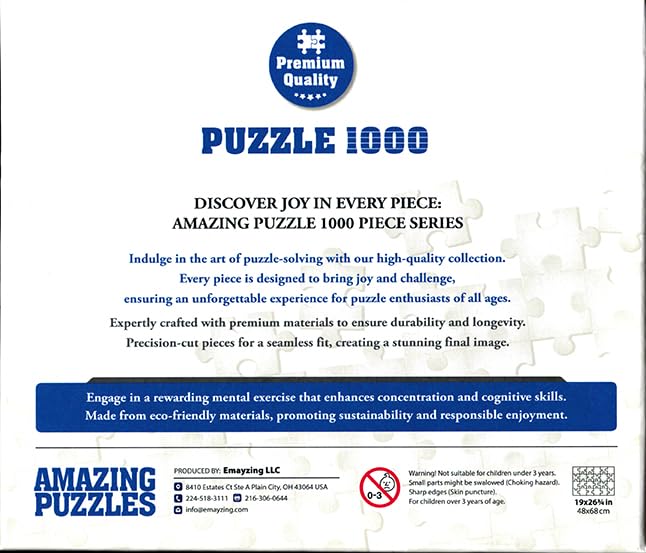 AMAZING PUZZLES 1000 Piece Jigsaw Puzzle - Wild Horses, 19x27in, Cardboard, Model 1000HORSES