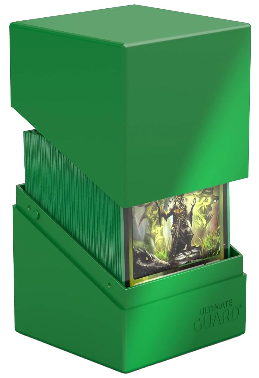Ultimate Guard Boulder Solid 100+, Deck Case For 100 Double-Sleeved Tcg Cards, Green, Secure & Durable Storage For Trading Card