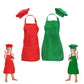 multifuns 2 Sets Green&Red Kids Apron and Chef Hat Set-Childrens Kids Apron for Girls Boys Cooking Painting Baking Wear 5-12 Age
