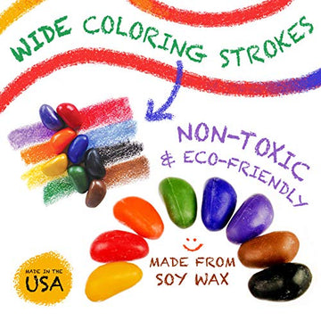 Crayon Rocks Just Rocks In A Box, 8 Colors, Tripod Grip Crayons Made For Handwriting Development In Kids And Toddlers, Fun & Educational, Creative Activity, 8 Of Each Color - 64 Count