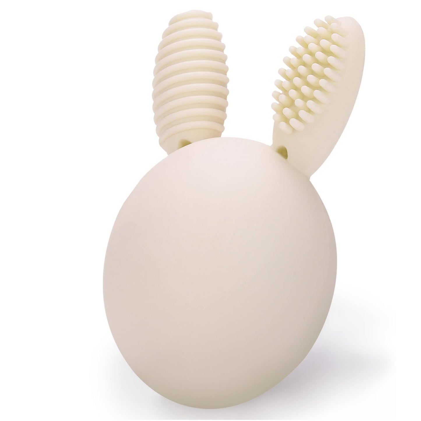 Bunny Eggy Teether Baby Teething Toy Rabbit Egg Rattle Toy Teething Pain Relief For Babies Boys Girls - Cream