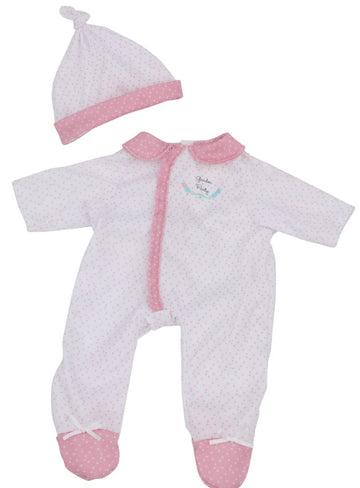Jc Toys | Berenguer Boutique | La Baby Doll Outfit | 2 Piece White And Pink Onesie|Washable| Ages 2+ | Fits Dolls 14'- 18'
