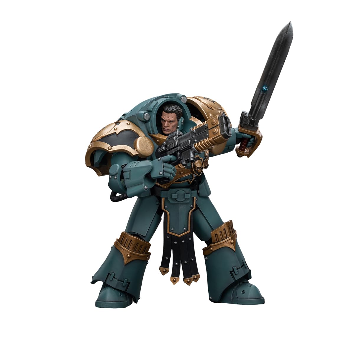 JOYTOY Warhammer The Horus Heresy 1/18 Action Figure Sons of Horus Tartaros Terminator Squad Sergeant with Volkite Charger and Power decorative replica blade Collection Model Birthday Gifts