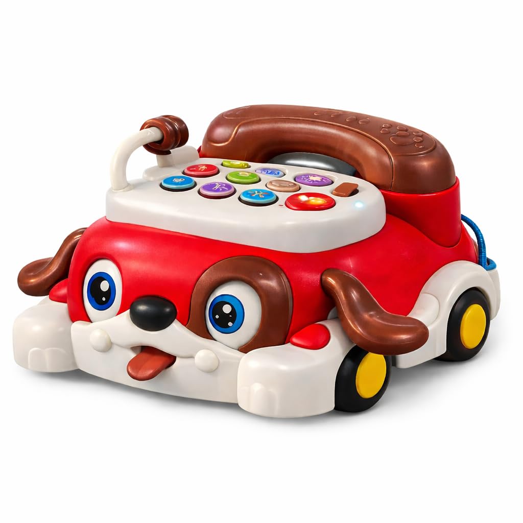 Educational Dog Telephone Toy for Kids | Interactive Learning Toy with Lights, Music & Bump & Go Action | Number Learning Toy wi