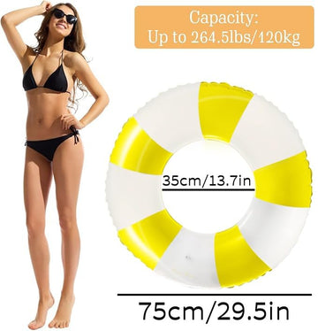 ONEPTY 2PCS Inflatable Pool Floats for Adults, Large Yellow Swim Rings, PVC Material, Summer Party Rafts