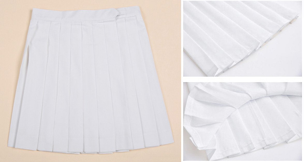Beautifulfashionlife Womens School High Waist Navy Sailor Summer Pleated Skirts (4Xl,White)