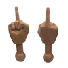 Tiny Hands 4.5-Inch Novelty Toys | Two Middle Finger Hands, Deep Brown | Plastic Puppets With Holding Sticks | Funny Gag Gifts, 