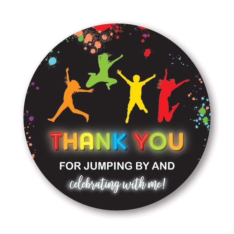 2 Round Trampoline Bounce Jump Birthday Party Favor Stickers - Set of 40