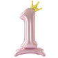 Tellpet Crown Pink Number 1 Balloon With Base For Girls 1St Birthday Party Decoration