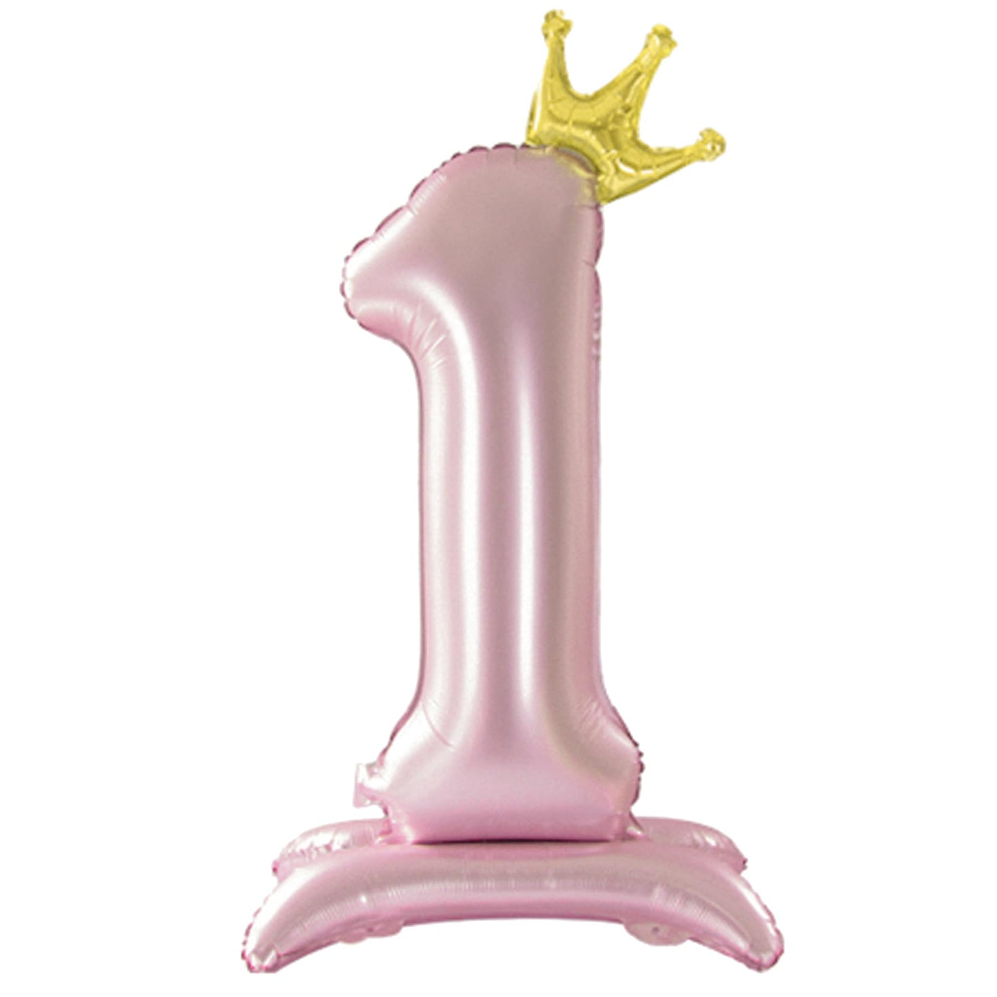 Tellpet Crown Pink Number 1 Balloon With Base For Girls 1St Birthday Party Decoration