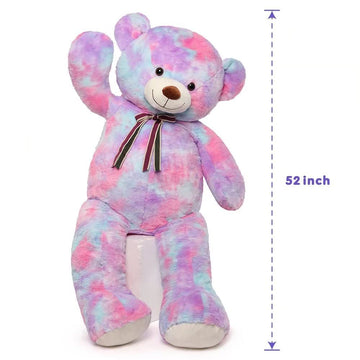 Tezituor Big Teddy Bear,52'' Giant Stuffed Animal Plush,Rainbow Purple Soft Gifts For Valentine, Christmas, Birthday.