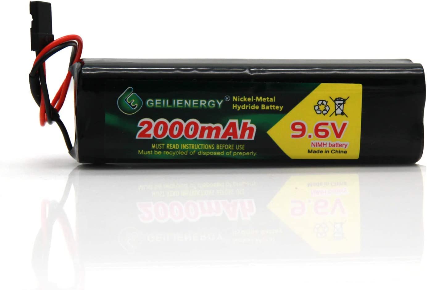 GEILIENERGY 9.6v 2000mAh Square Futaba NT8S600B Transmiter Battery Pack with Hitec Connector for RC Airplanes,Cars,Heli,Sailplan
