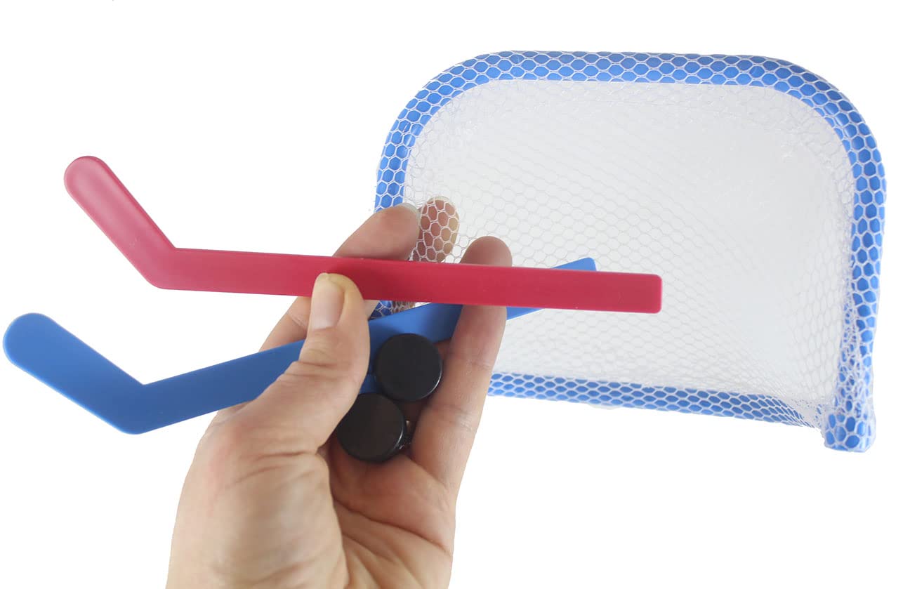 Mini Tabletop Hockey Game - Mini Goal Nets  Pucks  and Sticks - Small Novelty Toy - Indoor Desk Toy Functional Fun