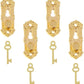 4 Set Gold 1/12 Miniature Door Knob Lock And Key Dollhouse Decoration Accessories