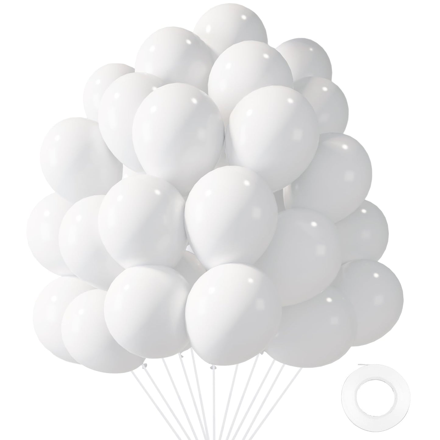 Lovestown 110Pcs White Balloons, 12 Inches White Party Balloons Bulk With Ribbon Latex Helium Balloons Garland Arch For Diy Crafts Birthday Baby Shower Wedding Party Decorations