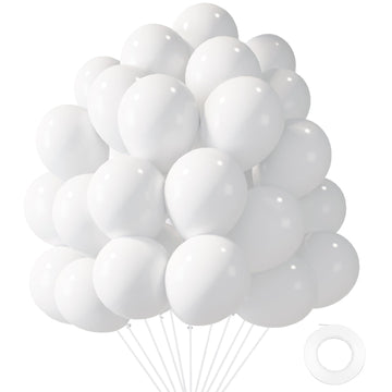 Lovestown 110Pcs White Balloons, 12 Inches White Party Balloons Bulk With Ribbon Latex Helium Balloons Garland Arch For Diy Crafts Birthday Baby Shower Wedding Party Decorations