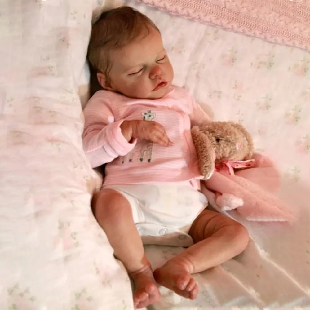 Pinky Reborn Baby Dolls 18 Inch Girl Eyes Closed Realistic Newborn Baby Doll Full Body Poseable Anatomically Correct With Clothe
