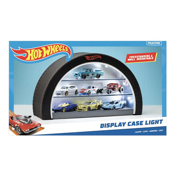 Hot Wheels Display Case Light - Officially Licensed Mattel Merchandise, Light Up Case Holds 8 Cars, Wheel Shaped Wall Moutable O