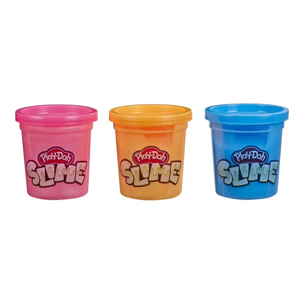 Play-Doh Brand Slime 3 Pack of Non-Toxic Slime - Blue, Metallic Orange, & Metallic Pink