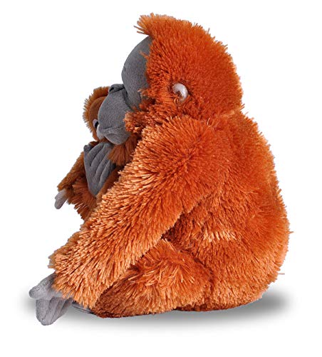 WILD REPUBLIC Mom & Baby Orangutan Plush Toy, 12" Stuffed Animal, Polyester, Zoo Animals