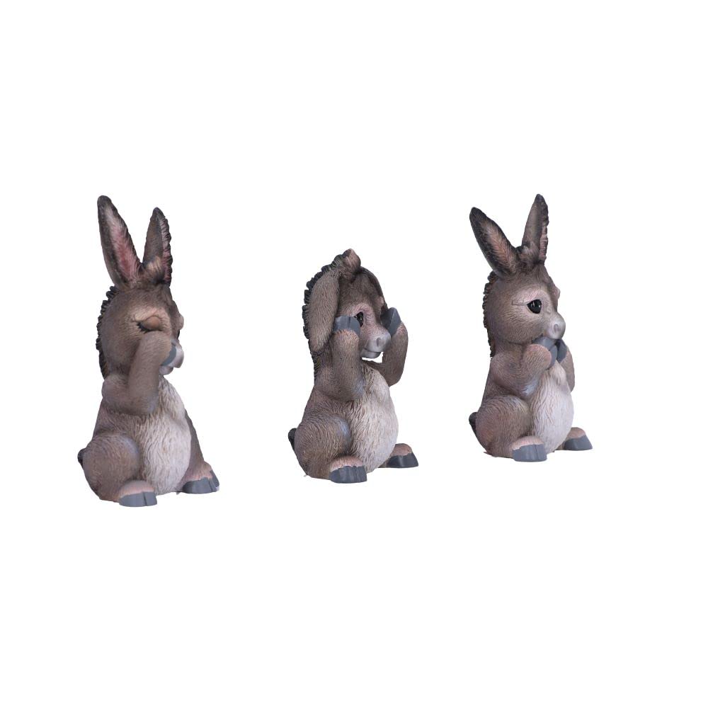 Nemesis Now Three Wise See No Evil Hear No Evil Speak No Evil Figurines, Adorable Hand-Painted Resin Collectibles And Gift - Donkeys