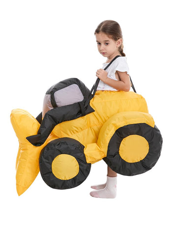 Hsctek Inflatable Construction Digger Costume Toddler, Blow Up Ride On Tractor Cosplay Kids Child Girls Boys, Riding Truck Halloween Costume Children 4T