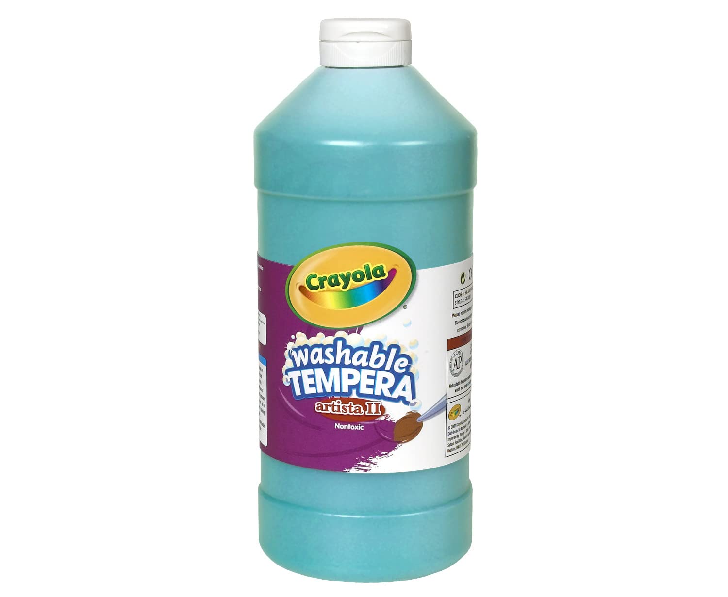 Crayola Washable Tempera Paint For Kids, Turquoise Paint, Classroom Supplies, Non Toxic, 32 Oz Squeeze Bottle