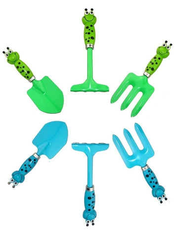 Kids Gardening Tool Sets Frog Handle, 6 Pieces (Blue+ Green), Mini And Small Garden Tool Kit, Beach Shovel Sand Play Toy, Sandbox Shovel And Garden Hand Tool Birthday Gifts Party Favors