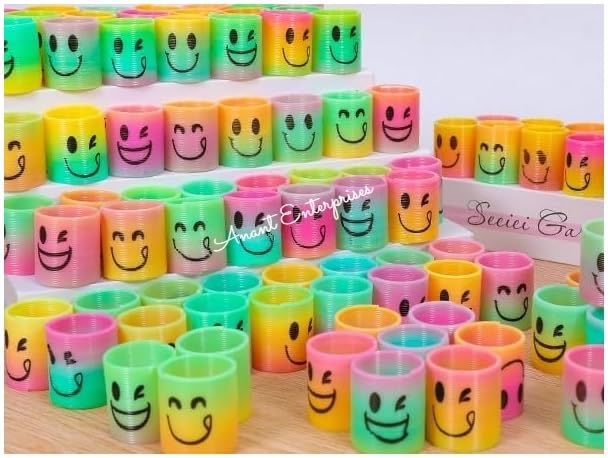 Anant Enterprises 15 Pcs Mini Rainbow Slinky Ring Toys  Spring Toy for Kids, Party Favors, Classroom Prizes, Stress Relief & Go