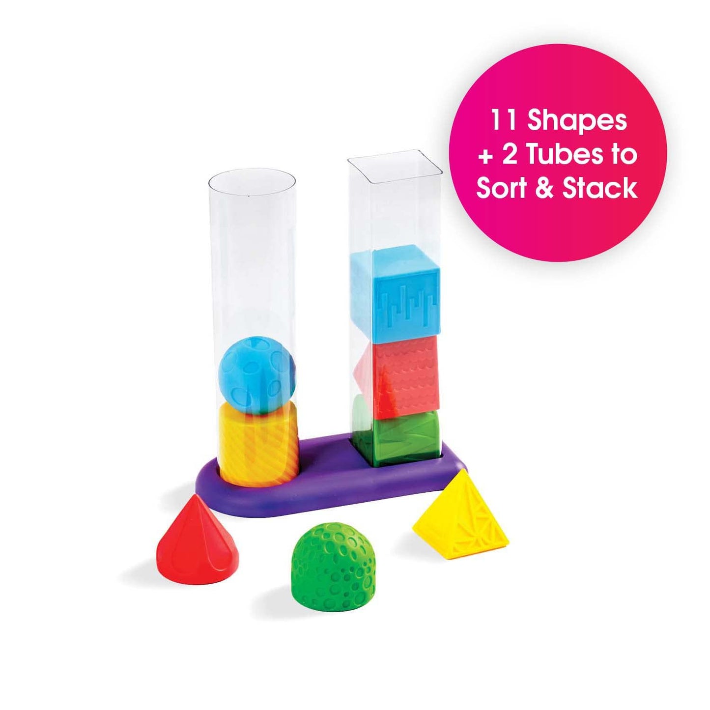 Edushape Geostacker Sensory Stack & Sorter - Multicolor Rubber Toy, 9 x 4.3 x 11 inches, Model 525015