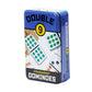 Front Porch Classics, Double 9 Colored Dot Dominoes Travel Tin Set, 2 To 8 Players Ages 8 To 99